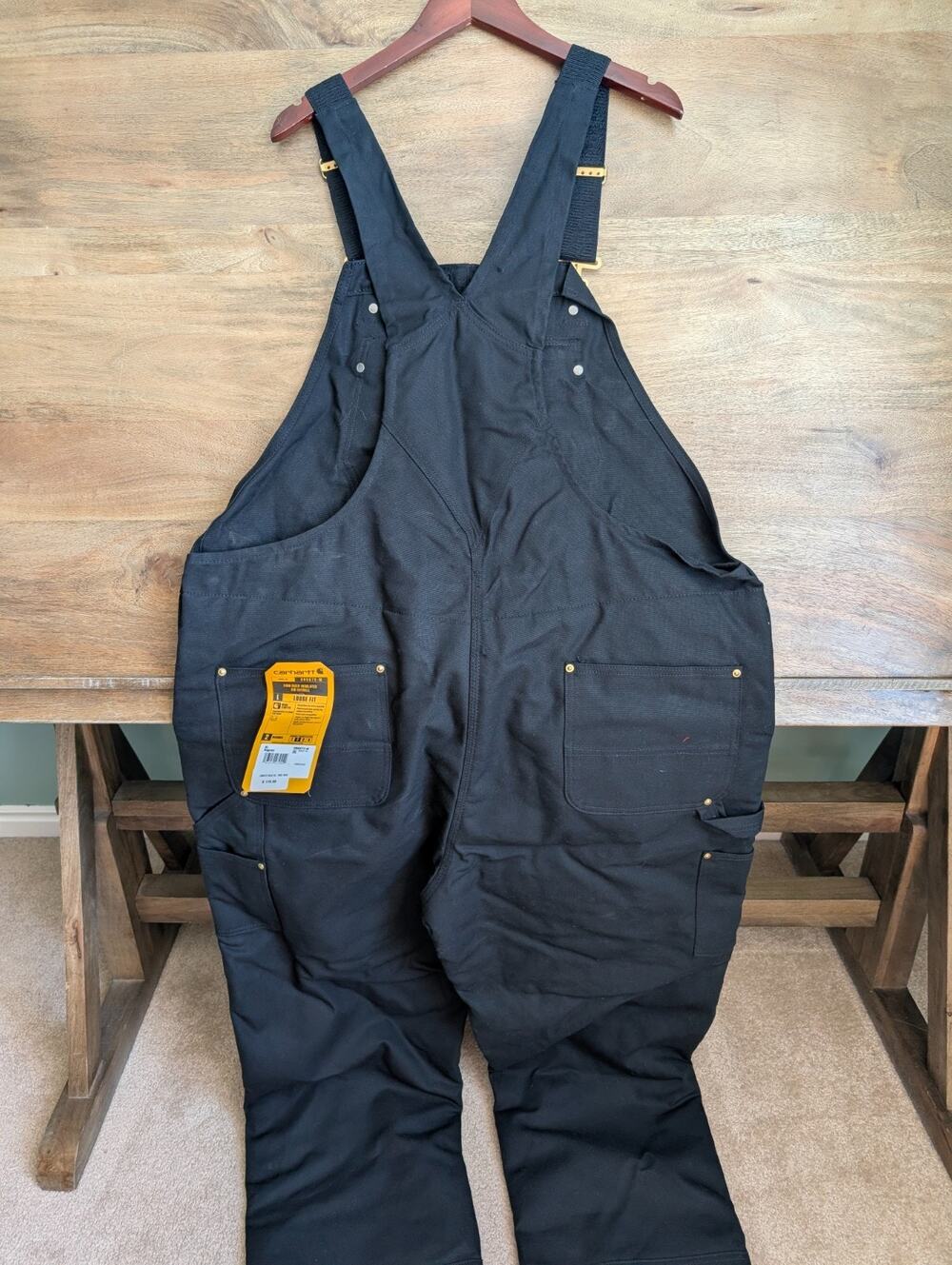 NWT Carhartt Bib Overall Mens XL Black Loose Fit Firm Duck Insulated Sleeveless